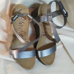 Blowfish Silver wedge sandals